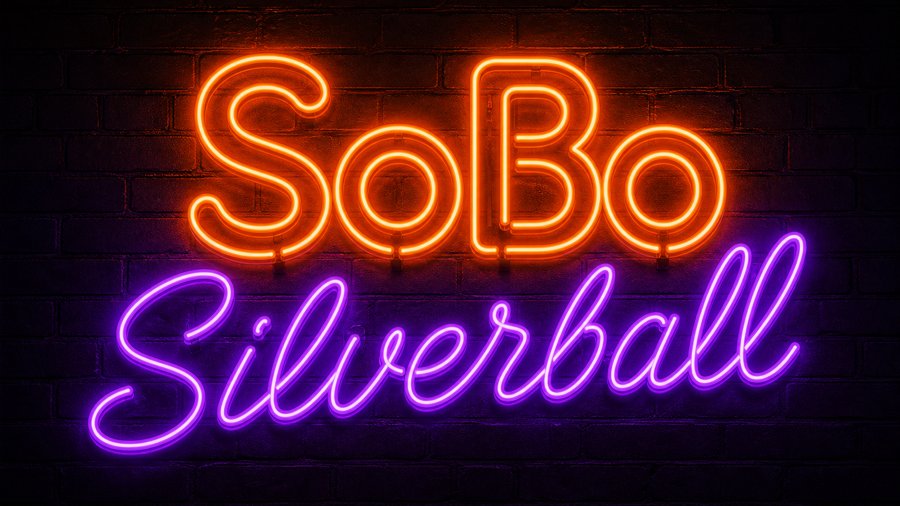 The SoBo Silverball neon sign